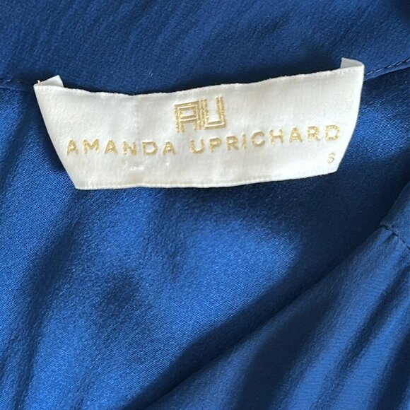 Amanda Uprichard Women’s Navy 100% Silk Sleeveless Tie Waist V-Neck Romper Sz S - Picture 9 of 10